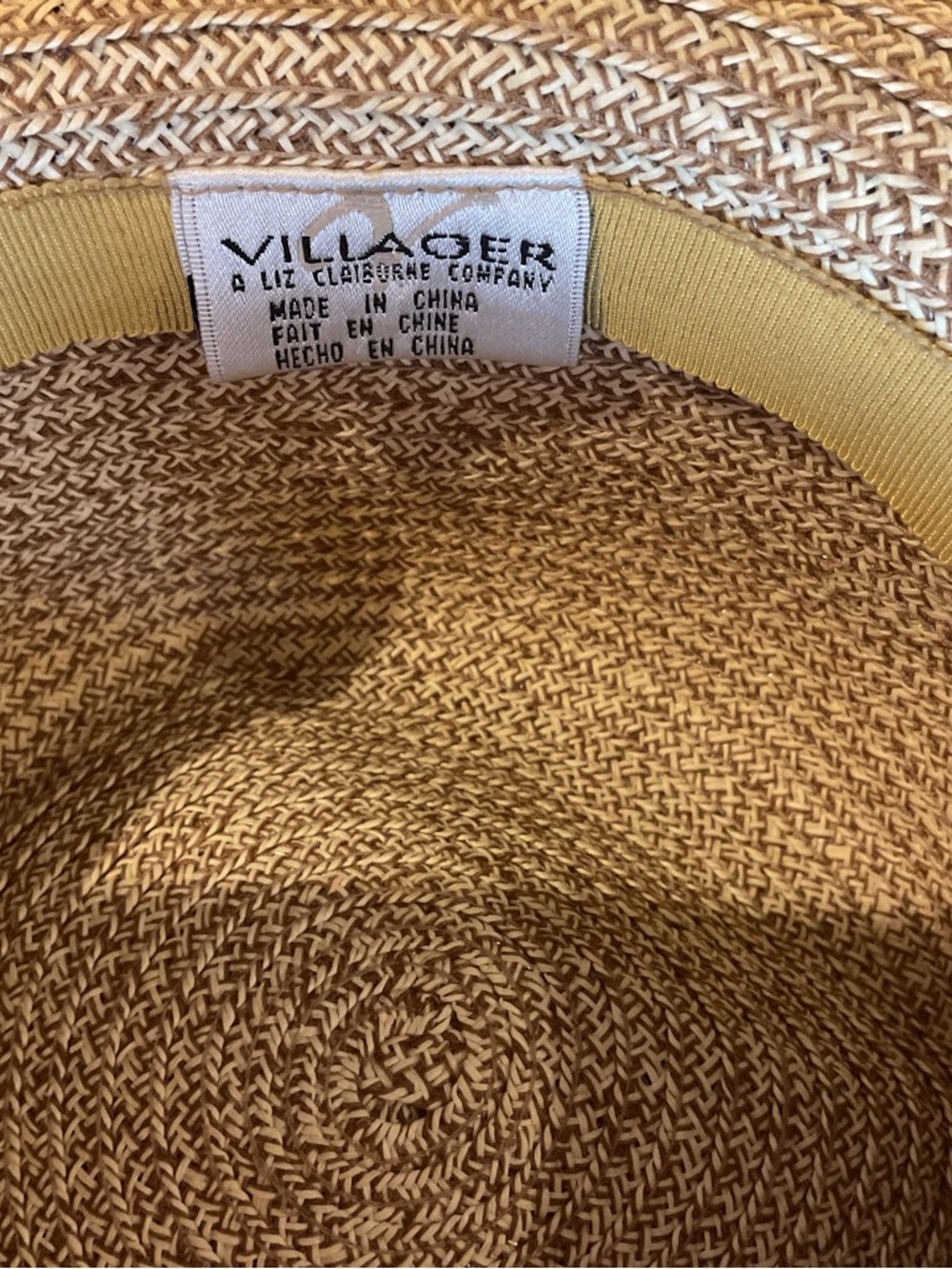 Vintage Villager Liz Claiborne Sun Hat Straw Green Leaf Gold Chain Detail - Picture 5 of 7